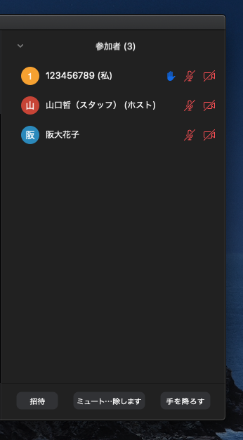 私が挙手している状態 私が挙手している状態